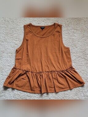 Torrid Babydoll Tank Camel Rust Color Top, Size 1x, Peplum, Cotton